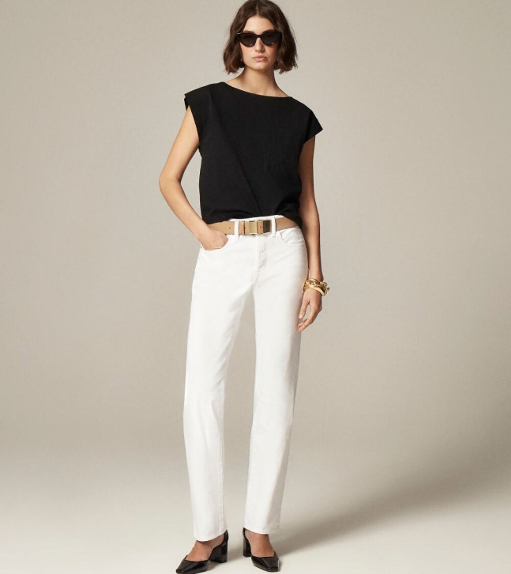 J.Crew 1984 Slouchy Jeans Womens 28 White Rigid Denim High Rise Straight Leg